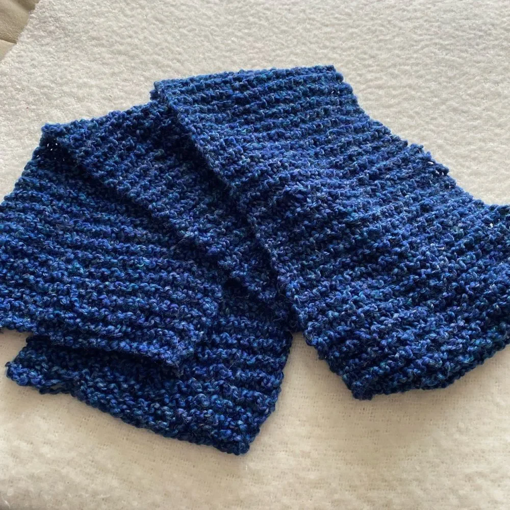 Hand Knit Blue Scarf!!